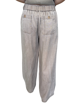Zipper Front Wide Leg Linen Pants