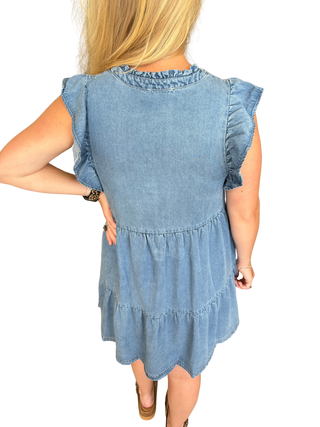 Tencel Ruffle Tiered Mini Dress