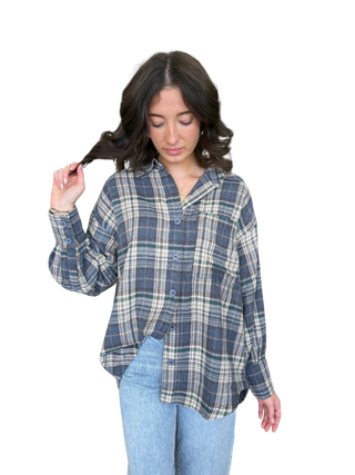Brushed Plaid Oversized Layering Jacket