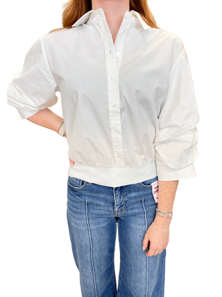 Cropped Shirt With Banded Hem