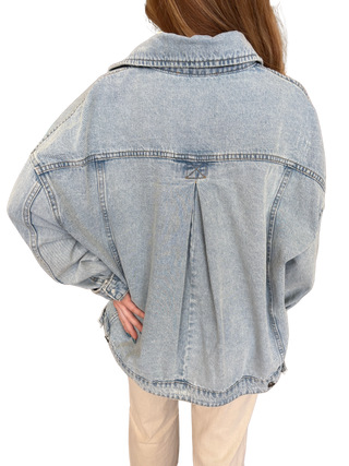 Light Denim Back Pleated Jacket