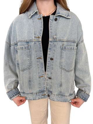 Light Denim Back Pleated Jacket