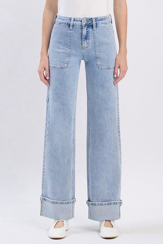 Vervet High Rise Cuffed Wide Jean Stellar