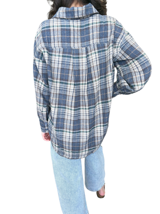 Brushed Plaid Oversized Layering Jacket