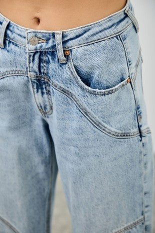 High Rise Barrel Wide Cuff Jeans