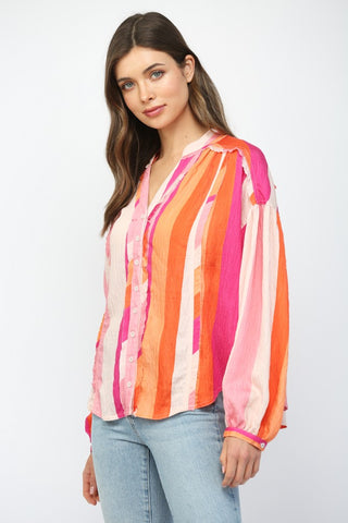Pink Stripe Long Sleeve Button Down Shirt