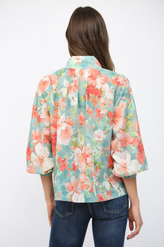 Seafoam Multi Floral High Neck Top