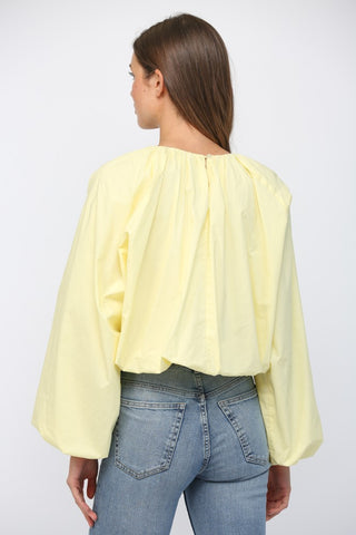 Cropped Long Sleeve Gathered Blouse