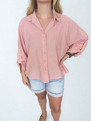 Fine Striped Button-up Shirt