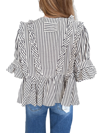 Black Striped Detail V-Neck Top