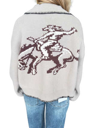 Western Whipstitch Zip Sweater Jacket