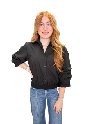 Cropped Shirt With Banded Hem