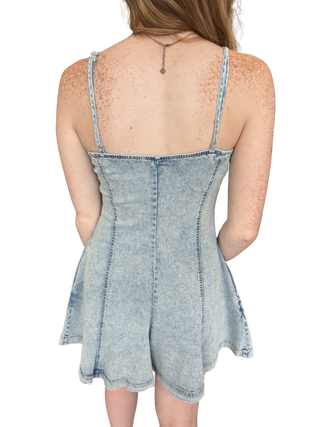 Strappy Flowy Denim Romper