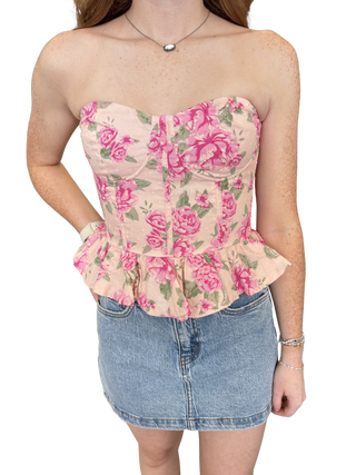 Selina Floral Peplum Corset Top