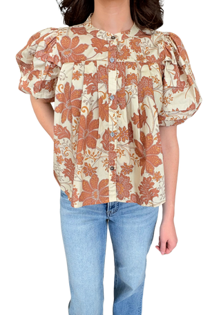 Natural Rust Floral Top