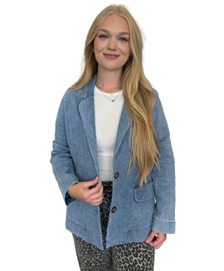 Mineral Washed Denim Blazer