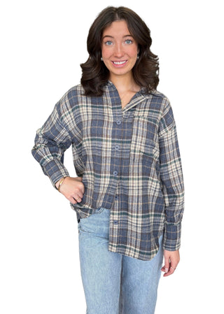 Brushed Plaid Oversized Layering Jacket