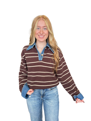 Sweater With Denim Contrast