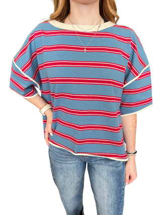 Soft Washed Striped Boxy Top