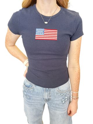 SS Flag Embroidered Top
