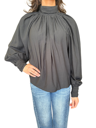 Black Mock Neck Blouse