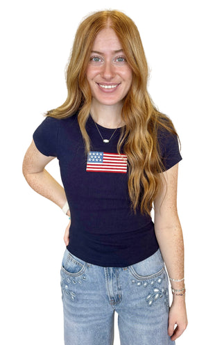 SS Flag Embroidered Top