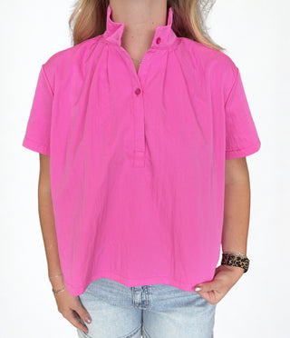 Stand Collar Short Sleeved Shirt