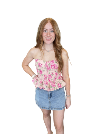 Selina Floral Peplum Corset Top