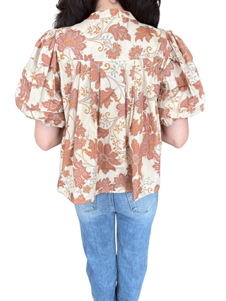 Natural Rust Floral Top