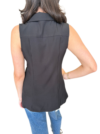 Lapel Collar Sleeveless Vest