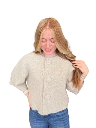 Big Button Cropped Cardigan