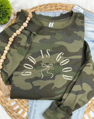 God Is Good Camo Embroidered Sweatshirt