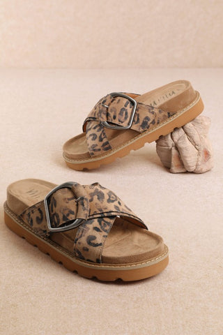 "Gianna" Leopard Print Platform Slide