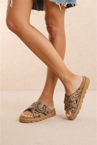 "Gianna" Leopard Print Platform Slide