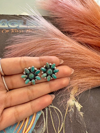 Genuine Turquoise Mini Daisy Post Earrings