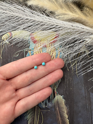 Tiny Genuine Turquoise Studs