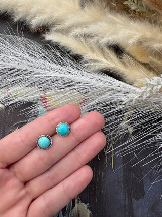 Genuine Turquoise Stud Earrings