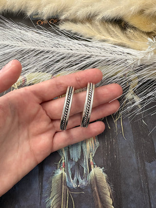 Sterling Silver Rope Detail Hoop Earrings