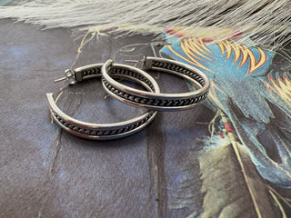 Sterling Silver Rope Detail Hoop Earrings