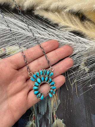 Small Zuni Style Squash Blossom On Chain