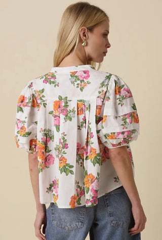 White Pink Floral Baby Doll Top