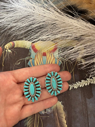 Juliana Benally Navajo Handmade Kingman Turquoise Earrings
