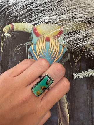 Tia Long Navajo Turquoise Stone Ring