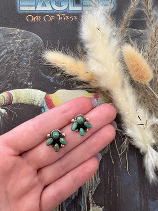 Copper & Turquoise Tripple Stone Earrings