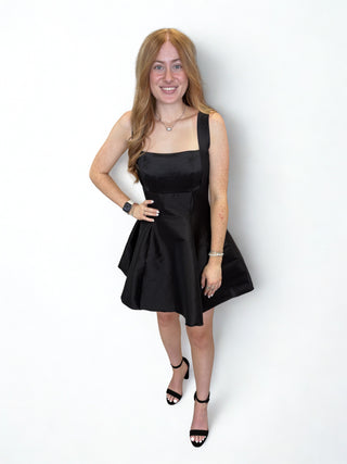 Black Tie Cutout Detail Skater Mini Dress
