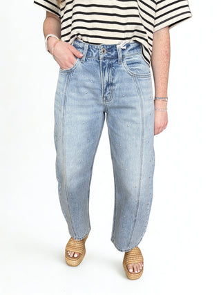 High Rise Barrel With Subtle All Over Embellishments