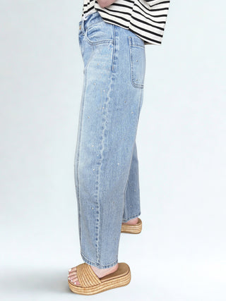 High Rise Barrel With Subtle All Over Embellishments