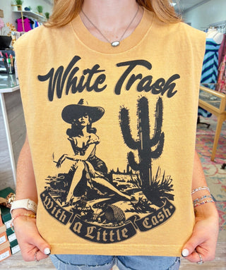Mustard "White Trash" Boxy Muscle Graphic T-Shirt
