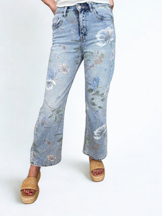 Super High Rise Extreme Crop Floral Vintage Flare