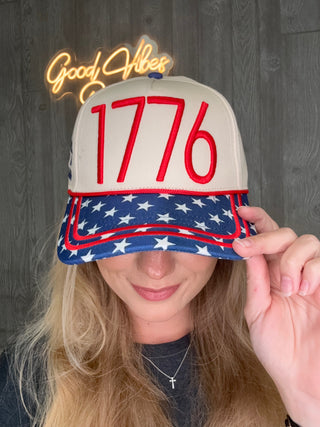 "1776" On Tan Hat With Patch Work